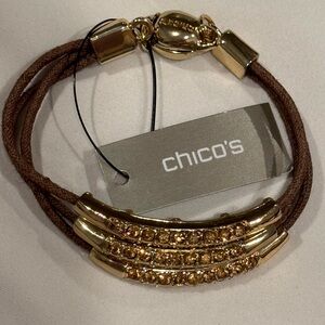 Chico’s 3-Strand Sparking Golden Stone Bracelet 7 inch